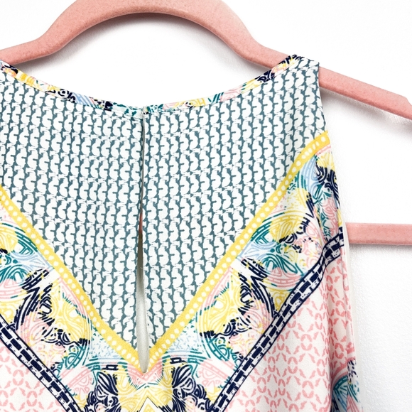 Antibes Blanc Blue Yellow & White Patterned Tank Top - Picture 6 of 9